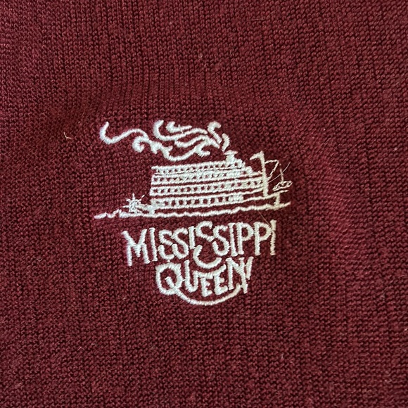 Vintage Mississippi Queen Maroon Cardigan Sweater Medium - Picture 2 of 6